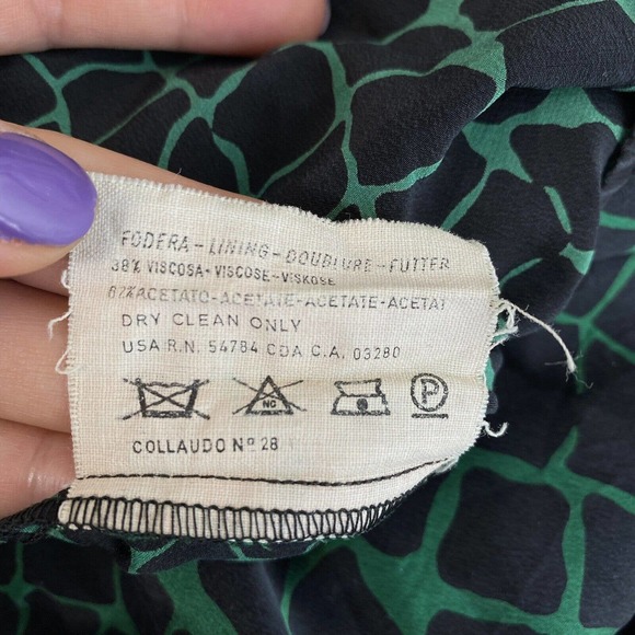 Valentino Black and Green Croc Print Blouse - Picture 5 of 8